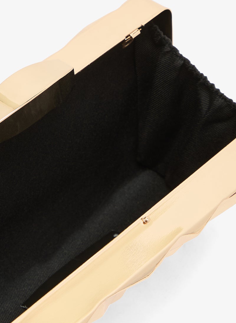 Ella Limited Edition Geometrical Metallic Gold Rectangle Shape Statement Clutch - Image 4